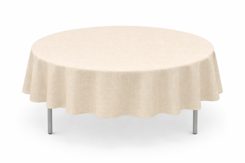Nappe ronde effet lin Ø190cm vanille