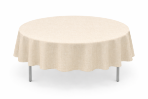 Nappe ronde polyester effet lin Ø190cm vanille