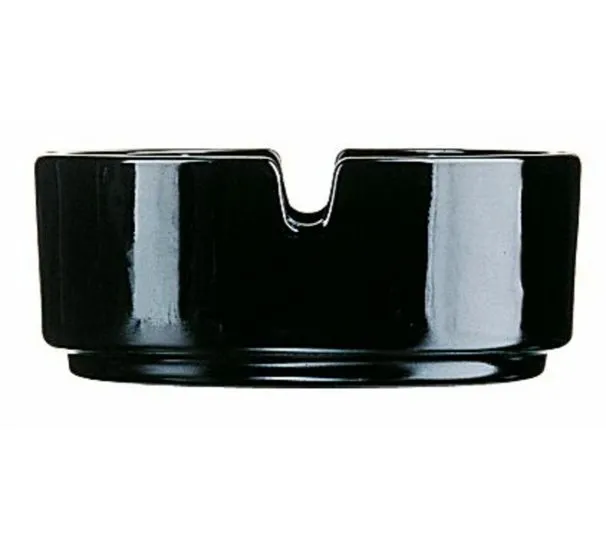 Cendrier rond verre trempé noir 8,5 cm
